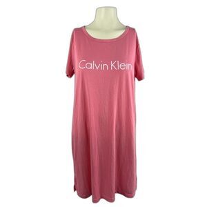 Calvin Klein Womens Short Sleeve Round Neck Nightgown Sleepwear Pink Size Large